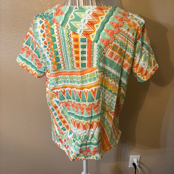 Alfred Dunner Orange and Blue Graphic Short Sleeve Tee - Picture 7 of 15